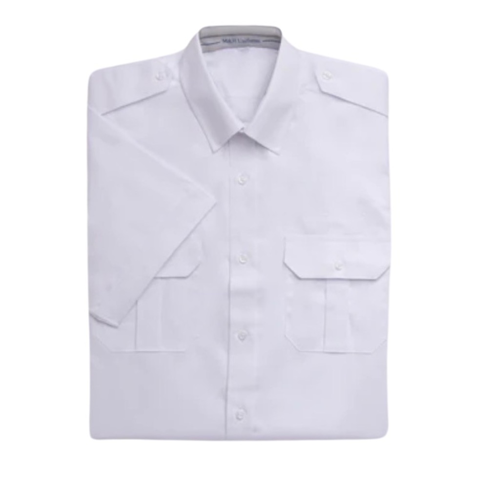 M&H Sterling Flap Pocket Short Sleeve Tapered Shirt w/Eyelet. Size 17 - Picture 5 of 12